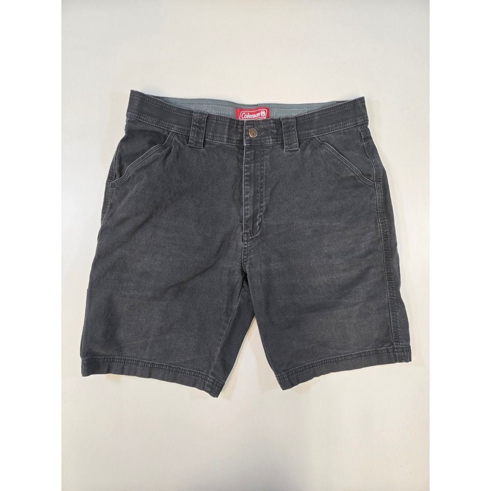 Coleman Mens Canvas Utility Carpenter Shorts Gray Cotton Stretch Size 34
